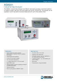 Thumbnail of document Data Sheet - XGA301 Gas Analyzer